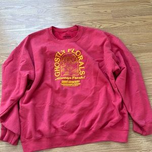 LONELY GHOST- ghostly florals. Orange and pink. Size XL.